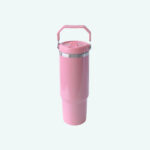 30oz Tumbler with Flip Straw and Handle – Stainless Steel Insulated Water Bottle Travel Mug – Rose Dust