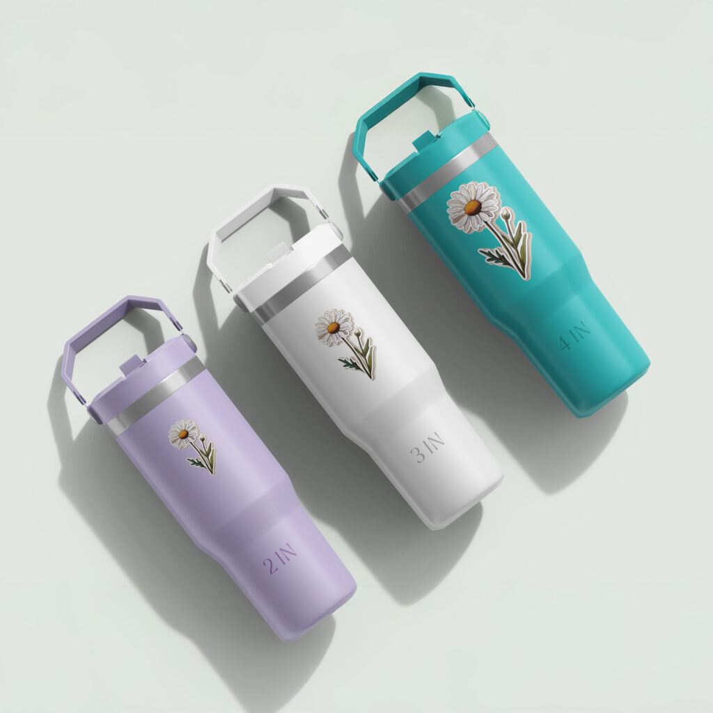 Daisy Sticker on 30oz Tumbler – Color Trio