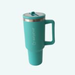 Weyeve 40oz Tumbler with Handle, Flip Straw, and Leakproof Lid, Insulated Stainless Steel Travel Mug, Ocean Green