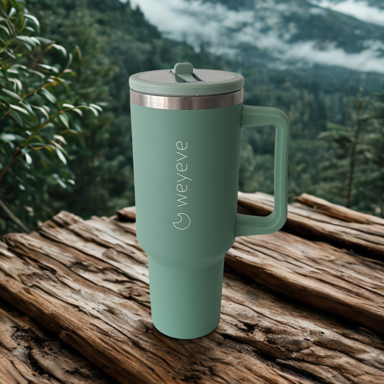 40oz Tumbler with Handle Misty Eucalyptus 2