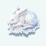 Sleeping Arctic Hare Sticker – Peaceful White Rabbit Decal