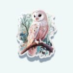 Barn Owl Sticker – Soft Pink Tones Decal