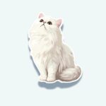 Persian Cat Sticker – White Feline Decal