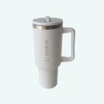 Weyeve 40oz Tumbler with Handle and Flip Straw, Leak-Proof Lid, Travel Mug Stainless Steel Tumbler, Pure White