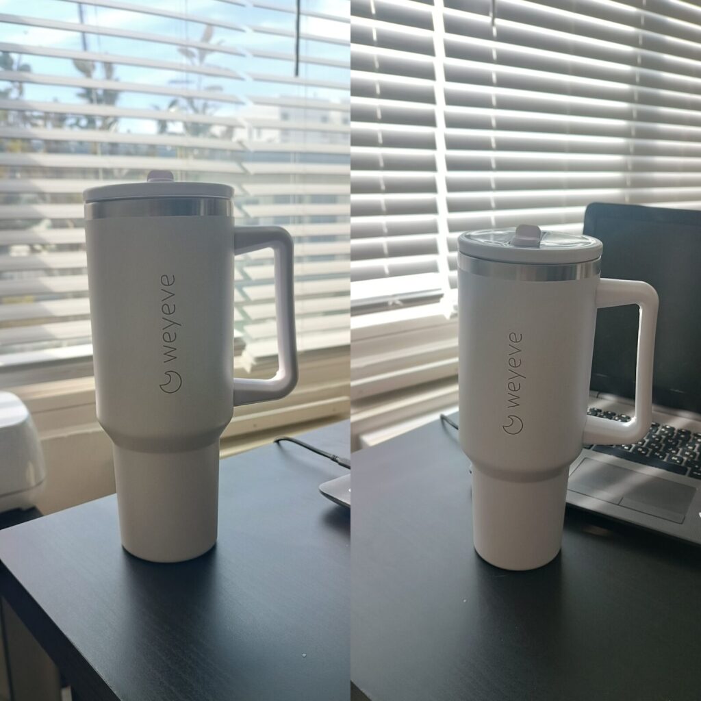 Weyeve 40oz Tumbler White WITH LAPTOP