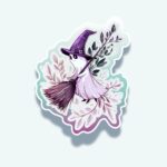 Witchy Ghost Sticker – Cute Halloween Spirit with Hat and Broom