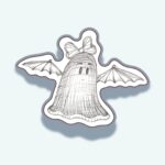 Bat-Bow Ghost Sticker – Hand-Drawn Halloween Sketch Design