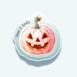 Sweet & Spooky Pink Pumpkin Sticker – Pastel Halloween Jack-O’-Lantern