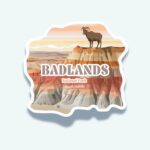 Badlands National Park Sticker – Bighorn Sheep & Desert Cliffs Decal, South Dakota