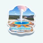 Yellowstone National Park Sticker – Grand Prismatic Geyser Art Hot Spring Decal, Wyoming