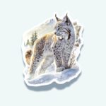 Arctic Bobcat Sticker – Wild Winter Cat in Snowy Mountains