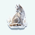 Winter Bobcat Sticker – Arctic Cat with Spotted Coat in Snow